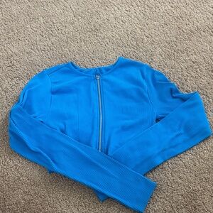 Vibrant Blue Garage Ribbed Long Sleeve Top